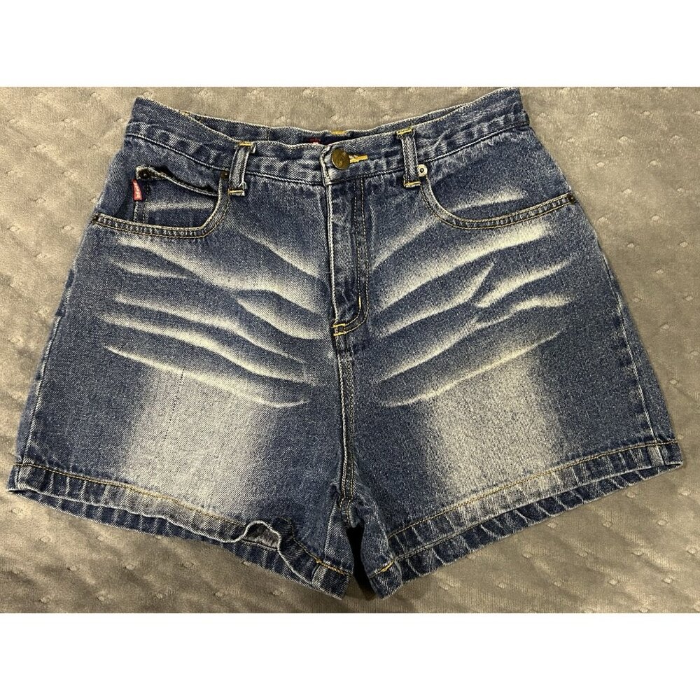 BONGO Y2K Vintage Denim Shorts Juniors Size 16 High Rise Ripples Preowned